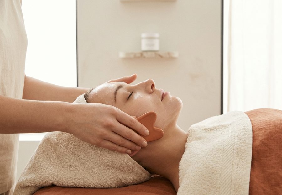 Gezichtsbehandeling in een salon